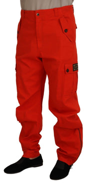 Elegant Red Cotton Blend Trousers Dolce & Gabbana