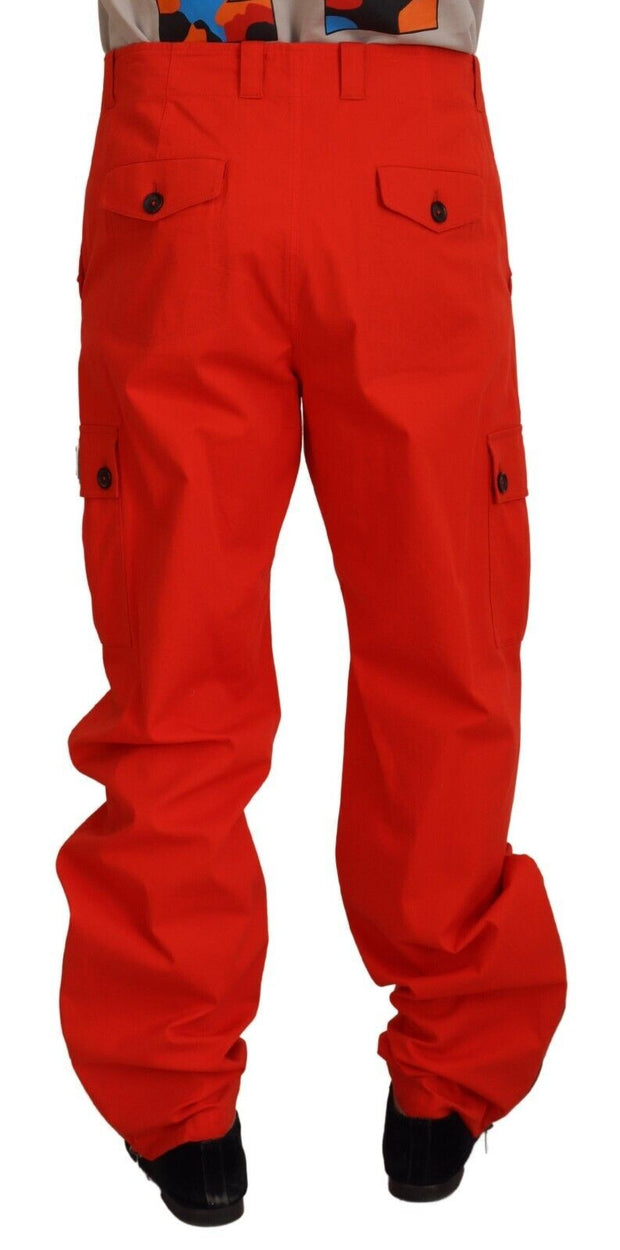 Elegant Red Cotton Blend Trousers Dolce & Gabbana