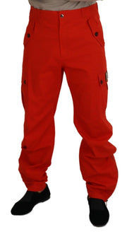 Elegant Red Cotton Blend Trousers Dolce & Gabbana