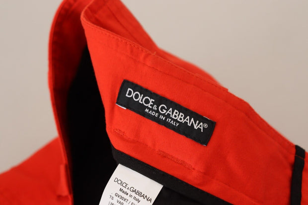 Elegant Red Cotton Blend Trousers Dolce & Gabbana