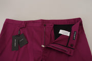 Elegant Magenta Cotton Stretch Pants Dolce & Gabbana