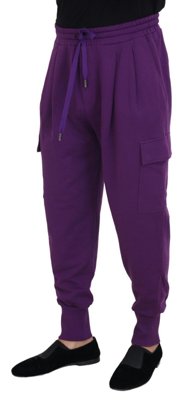 Elegant Purple Cotton Cargo Sweatpants Dolce & Gabbana