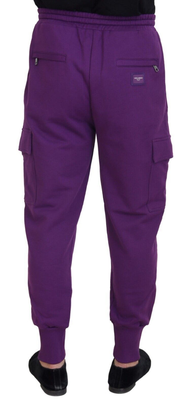 Elegant Purple Cotton Cargo Sweatpants Dolce & Gabbana