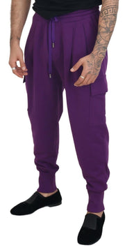 Elegant Purple Cotton Cargo Sweatpants Dolce & Gabbana