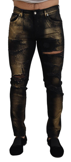 Elegant Black Gold Dust Jeans Dolce & Gabbana