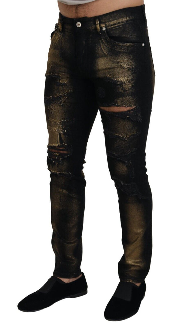 Elegant Black Gold Dust Jeans Dolce & Gabbana