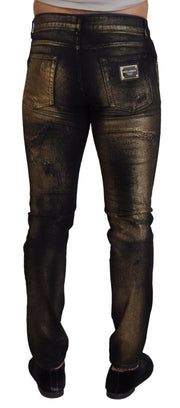 Elegant Black Gold Dust Jeans Dolce & Gabbana