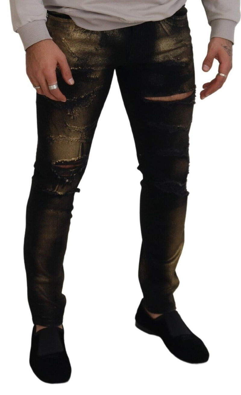 Elegant Black Gold Dust Jeans Dolce & Gabbana