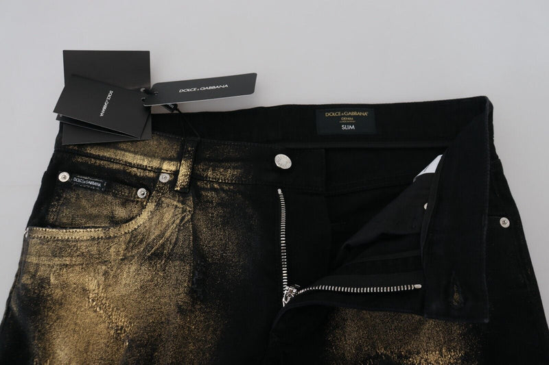 Elegant Black Gold Dust Jeans Dolce & Gabbana