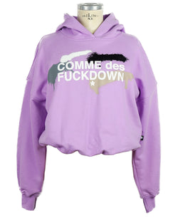 Chic Purple Hooded Sweatshirt with Logo Print Comme Des Fuckdown