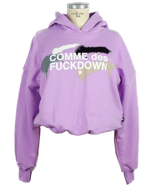 Chic Purple Hooded Sweatshirt with Logo Print Comme Des Fuckdown