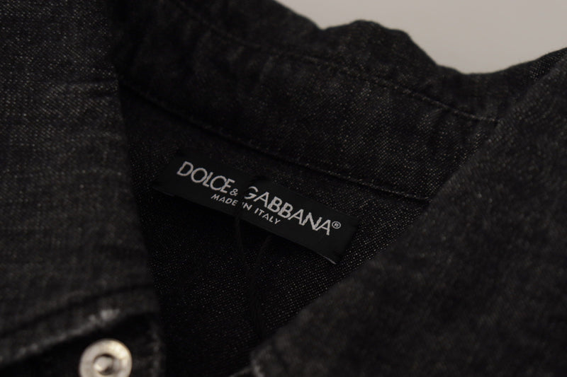 Elegant Grey Cotton Blend Casual Shirt Dolce & Gabbana