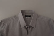 Elegant Grey Slim Fit Linen Shirt Dolce & Gabbana