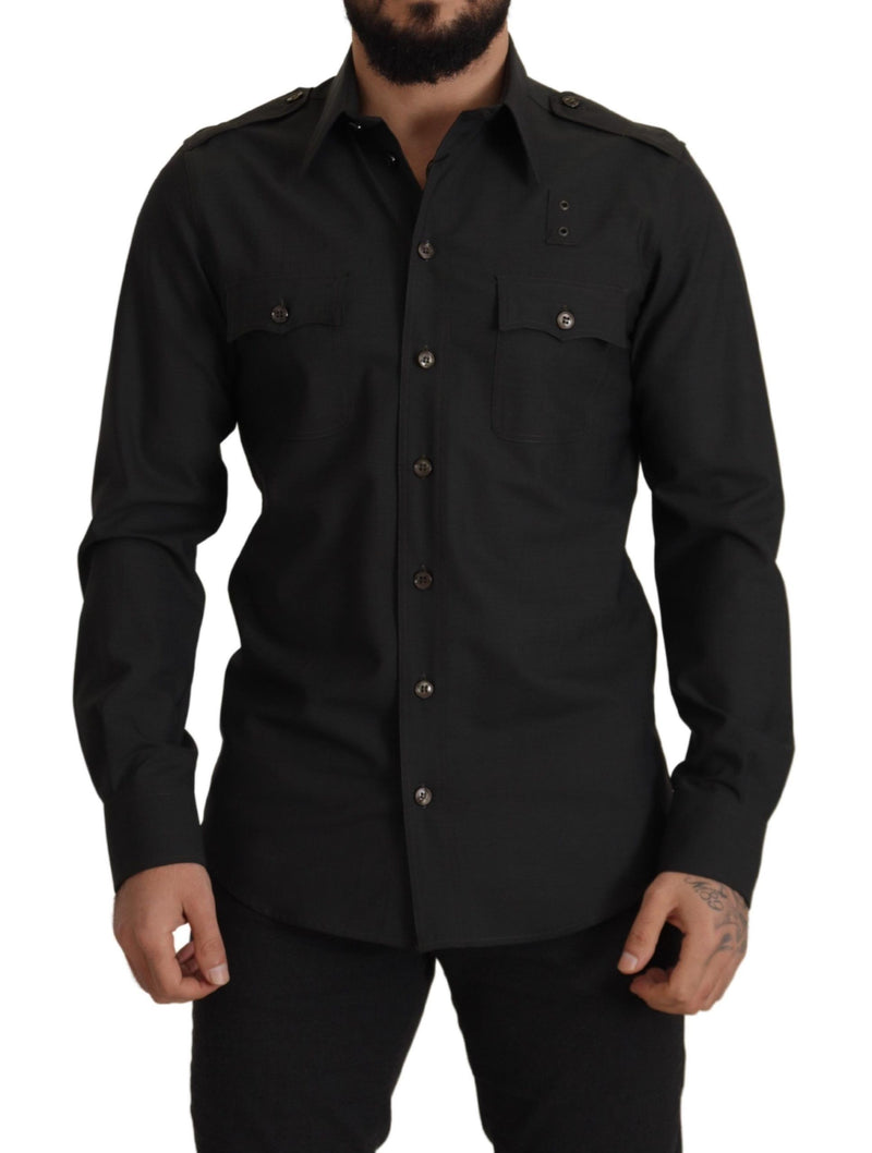 Elegant Slim Fit Dark Green Cotton Shirt Dolce & Gabbana