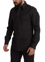 Elegant Slim Fit Dark Green Cotton Shirt Dolce & Gabbana