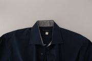 Navy Elegance Cotton Dress Shirt Roberto Cavalli