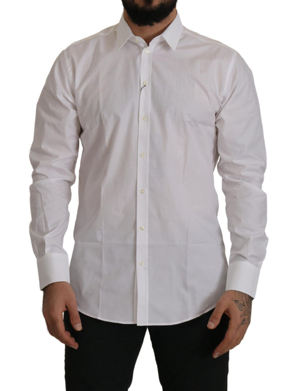 Elegant Slim Fit White Martini Dress Shirt Dolce & Gabbana