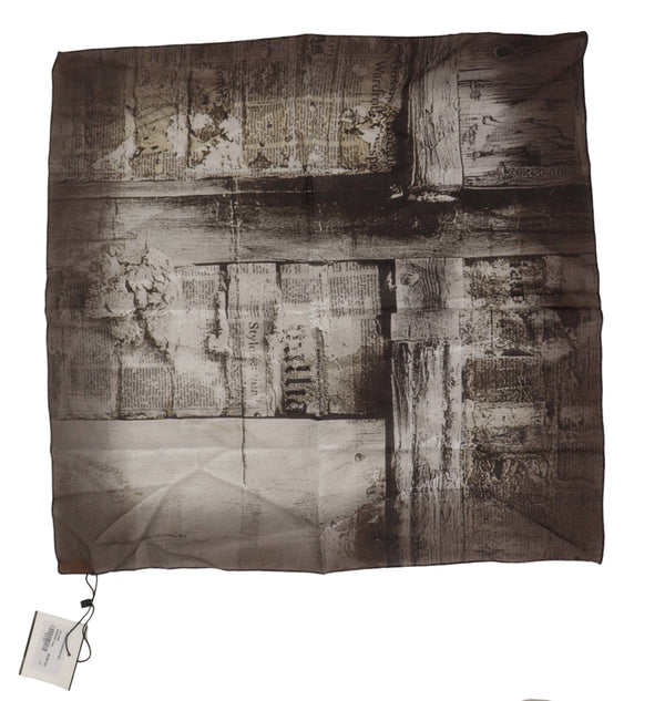 Elegant Newspaper Print Cotton Scarf John Galliano