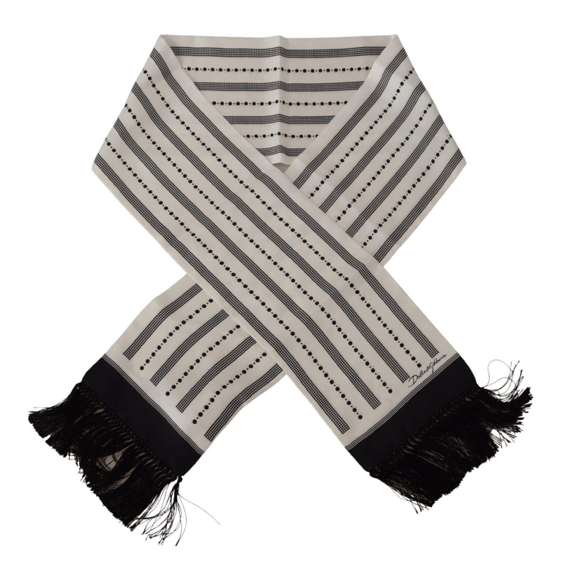 Elegant Monochrome Silk Men's Scarf Dolce & Gabbana