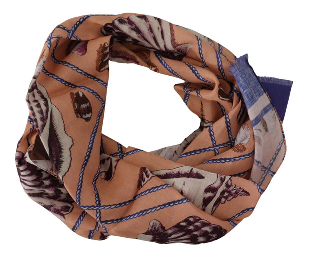 Multicolor Seashell Linen Scarf for Men Dolce & Gabbana