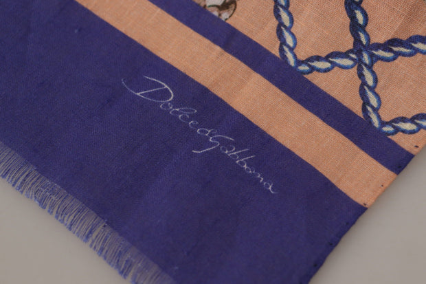 Multicolor Seashell Linen Scarf for Men Dolce & Gabbana