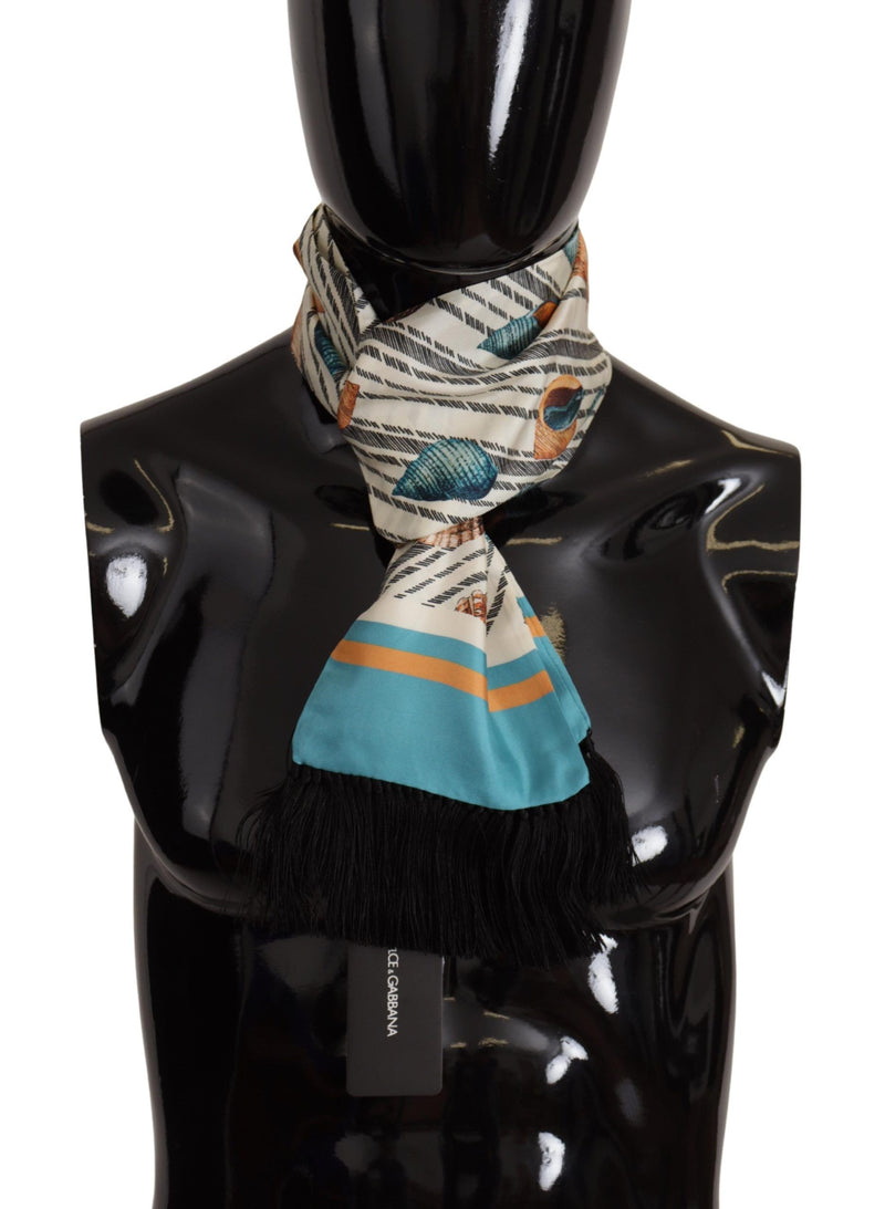 Multicolor Silk Seashell Printed Scarf Dolce & Gabbana