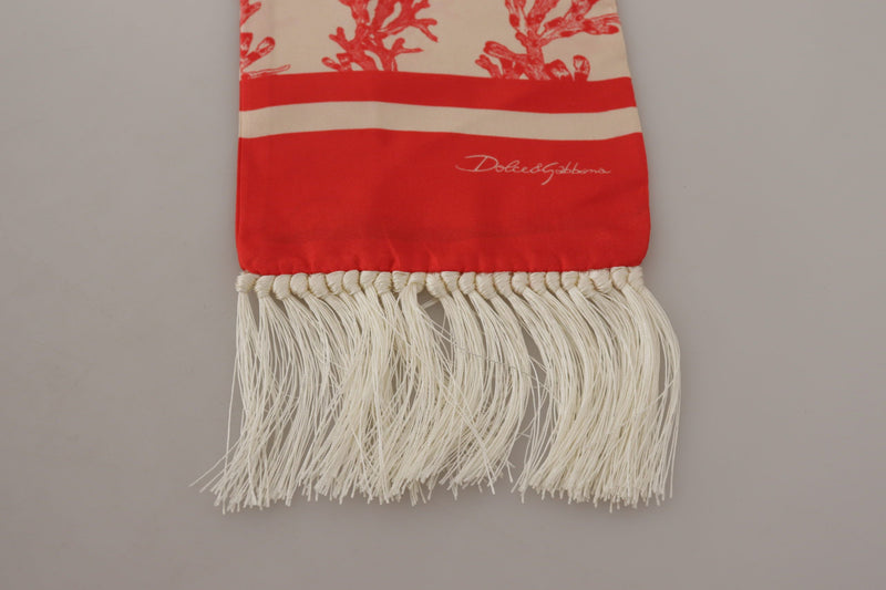 Elegant Silk Men's Scarf Wrap - Red Coral Print Dolce & Gabbana