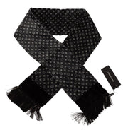 Elegant Black Geometric Silk Blend Scarf Dolce & Gabbana