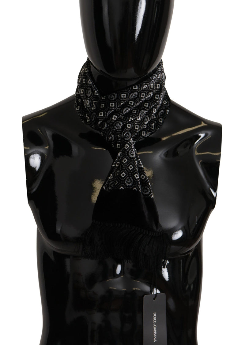 Elegant Black Geometric Silk Blend Scarf Dolce & Gabbana