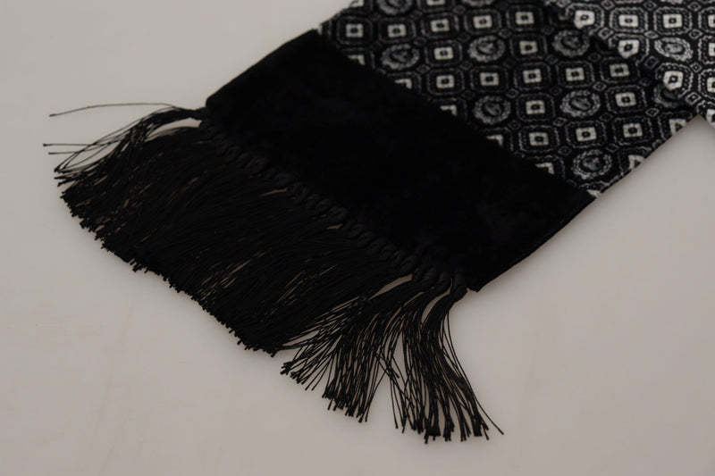 Elegant Black Geometric Silk Blend Scarf Dolce & Gabbana