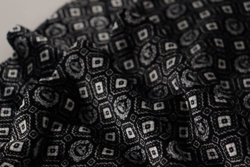 Elegant Black Geometric Silk Blend Scarf Dolce & Gabbana