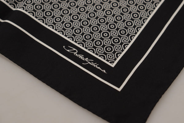 Elegant Black Silk Geometric Scarf for Men Dolce & Gabbana