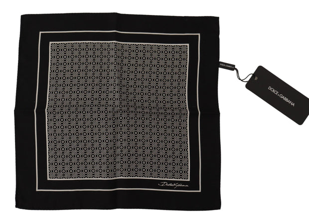 Elegant Black Silk Geometric Scarf for Men Dolce & Gabbana