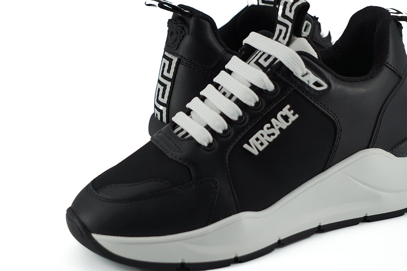 Elegant Monochrome Leather Sneakers Versace