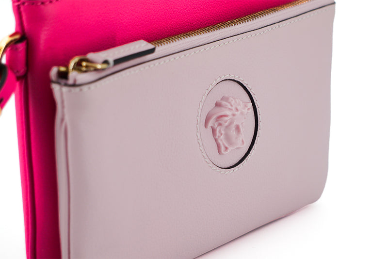 Elegant Pink Leather Pouch Clutch Versace