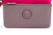 Elegant Pink Leather Pouch Clutch Versace