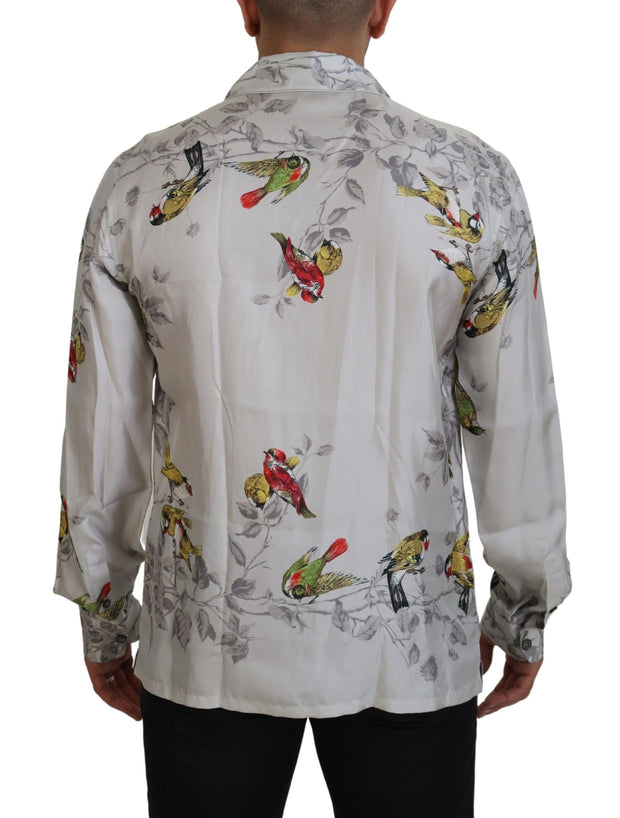 Elegant Silk Bird Print Casual Shirt Dolce & Gabbana