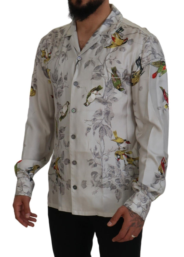 Elegant Silk Bird Print Casual Shirt Dolce & Gabbana