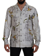 Elegant Silk Bird Print Casual Shirt Dolce & Gabbana