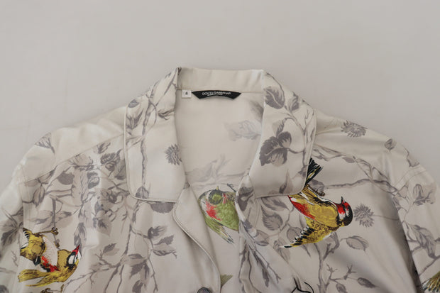 Elegant Silk Bird Print Casual Shirt Dolce & Gabbana