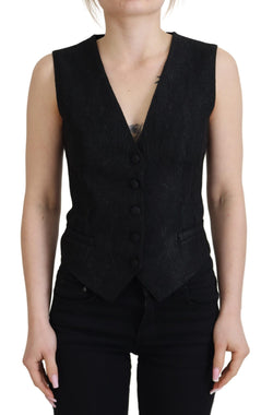 Elegant Black Silk Blend Waistcoat Vest Dolce & Gabbana