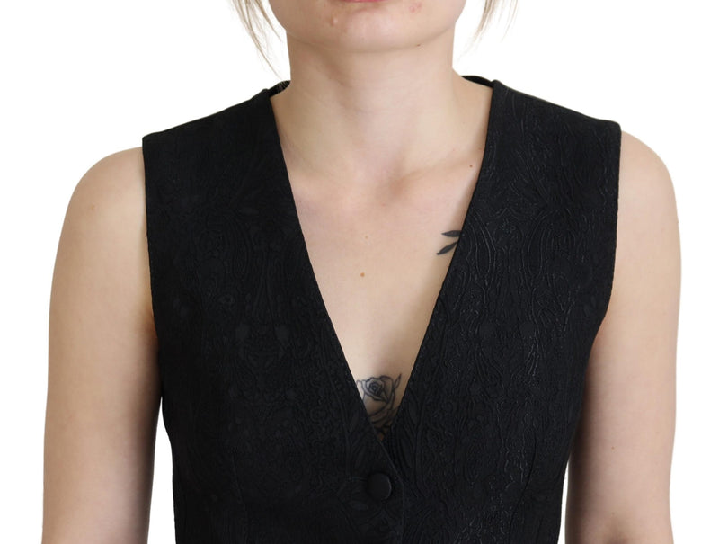 Elegant Black Silk Blend Waistcoat Vest Dolce & Gabbana