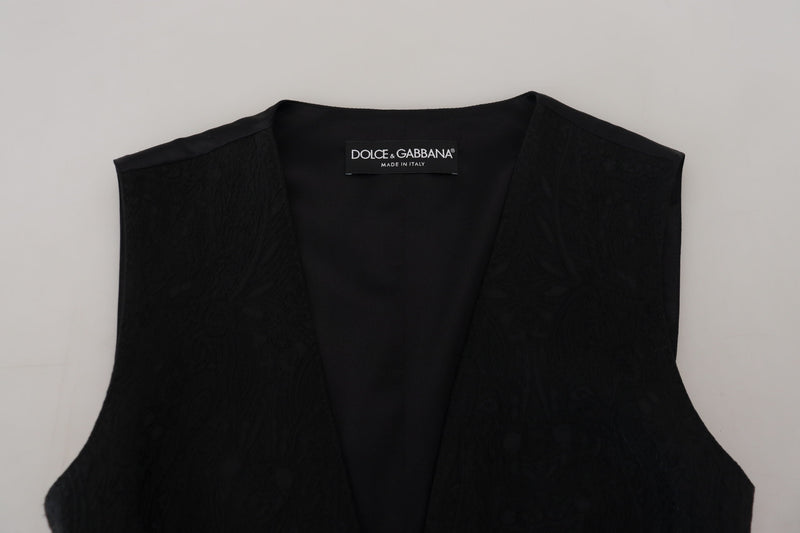 Elegant Black Silk Blend Waistcoat Vest Dolce & Gabbana