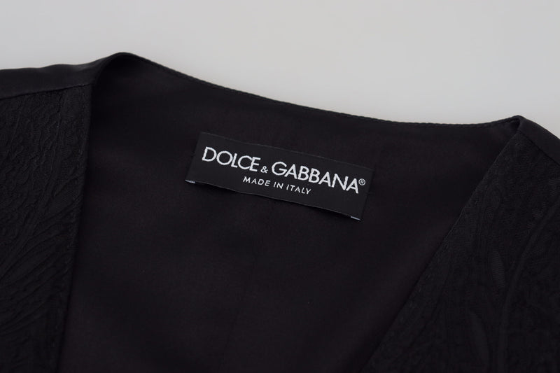 Elegant Black Silk Blend Waistcoat Vest Dolce & Gabbana