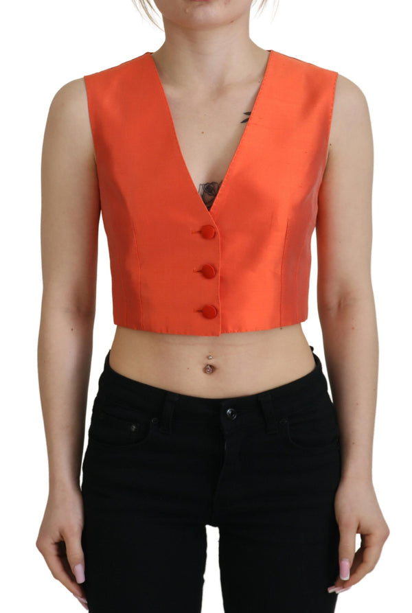 Elegant Orange Silk Waistcoat Dolce & Gabbana