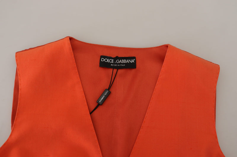 Elegant Orange Silk Waistcoat Dolce & Gabbana