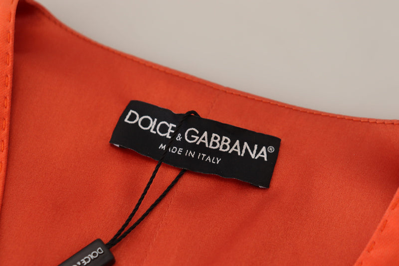 Elegant Orange Silk Waistcoat Dolce & Gabbana