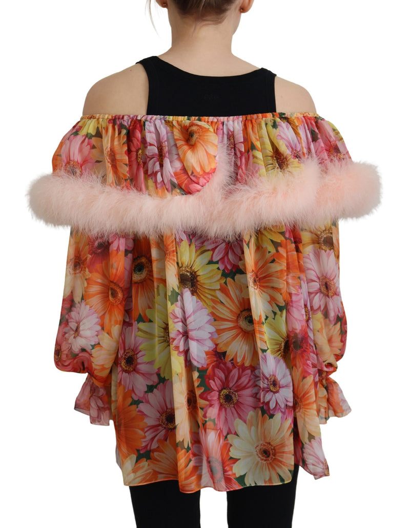 Elegant Silk Floral Off-Shoulder Blouse Dolce & Gabbana