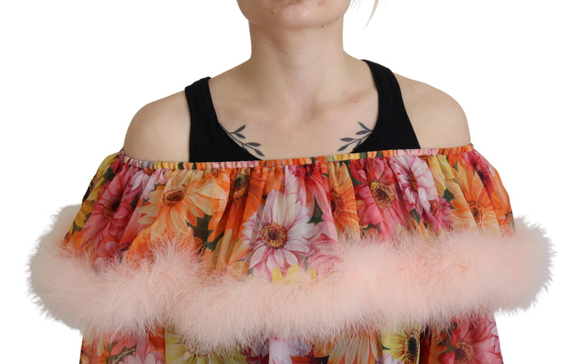 Elegant Silk Floral Off-Shoulder Blouse Dolce & Gabbana