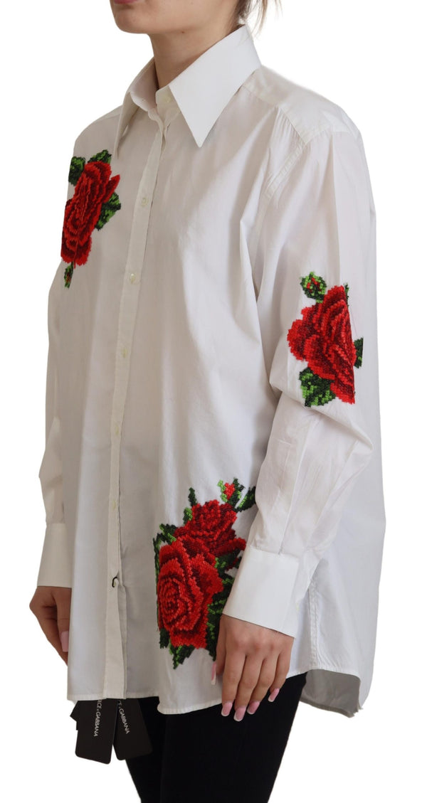 Elegant Floral Embroidered Silk Blend Shirt Dolce & Gabbana